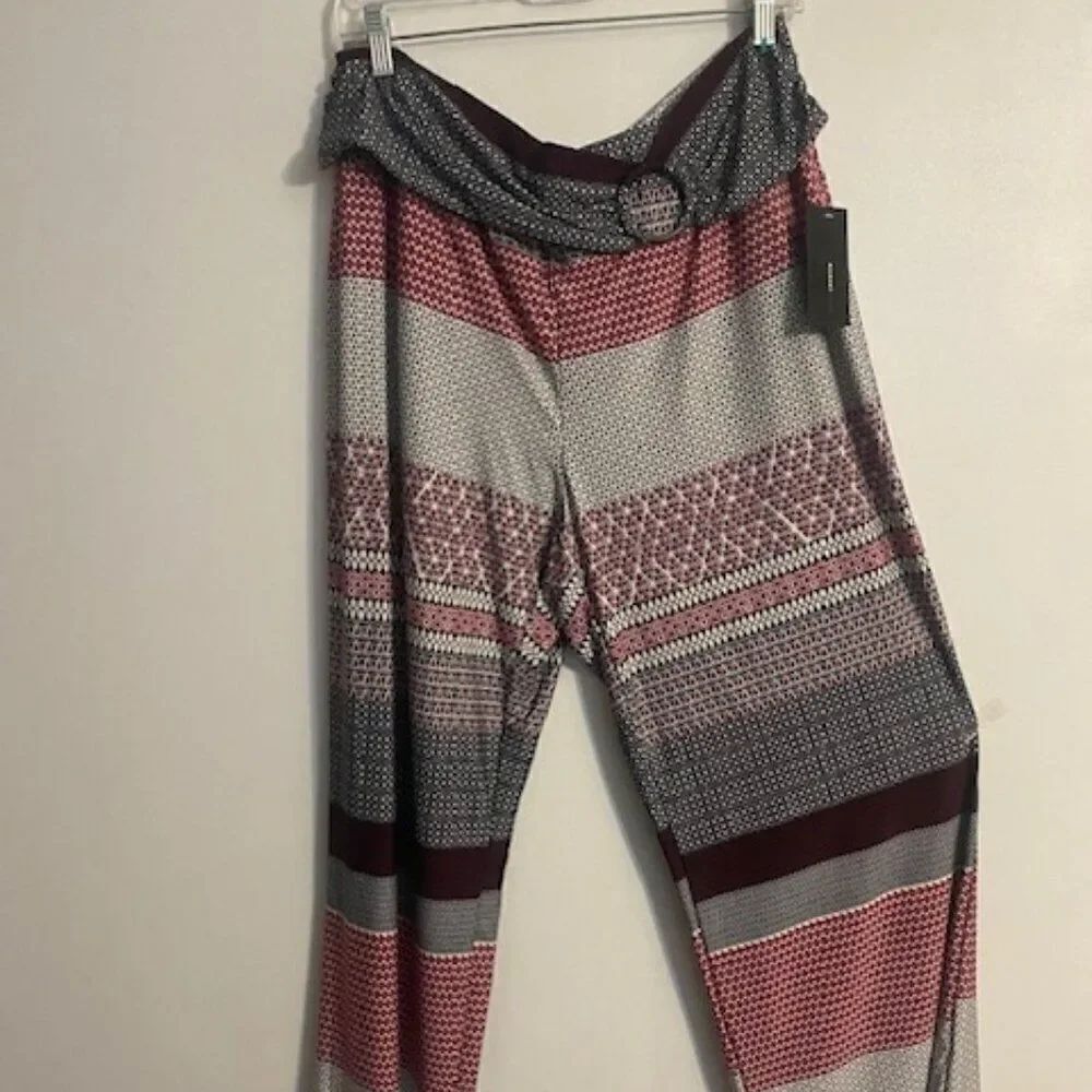 Robert Louis Black/White/Wine Wide-leg pants, size 2X